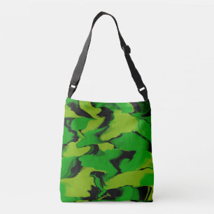 Wavy Green und Black Tragetaschen Mit Langen Trägern