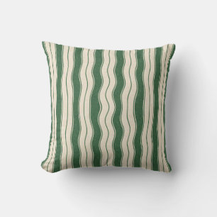 Wavy Green und White Stripes Kissen