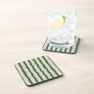 Wavy Green und White Stripes Untersetzer