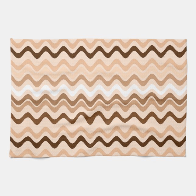 Wavy Groovy Streifen Beige und Braun Geschirrtuch (Horizontal)
