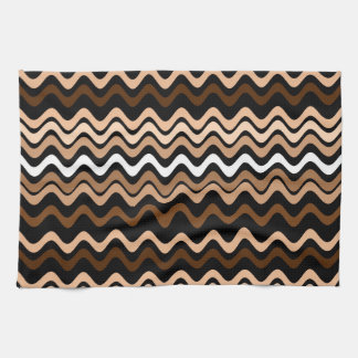 Wavy Groovy Stripes Dark Brown Geschirrtuch