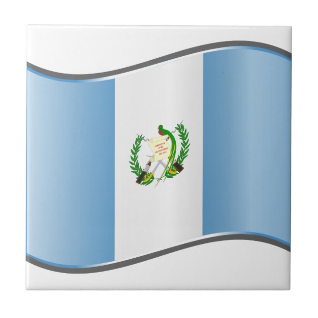 Wavy Guatemala-Flagge Fliese (Vorderseite)