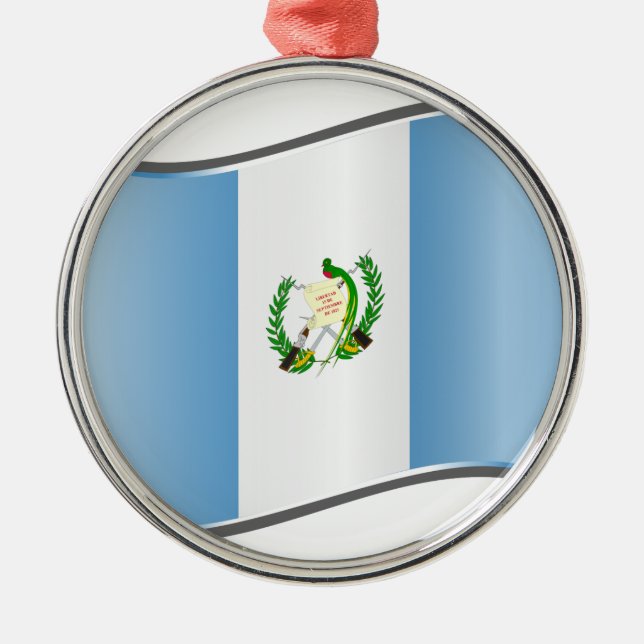 Wavy Guatemala-Flagge Ornament Aus Metall (Vorne)