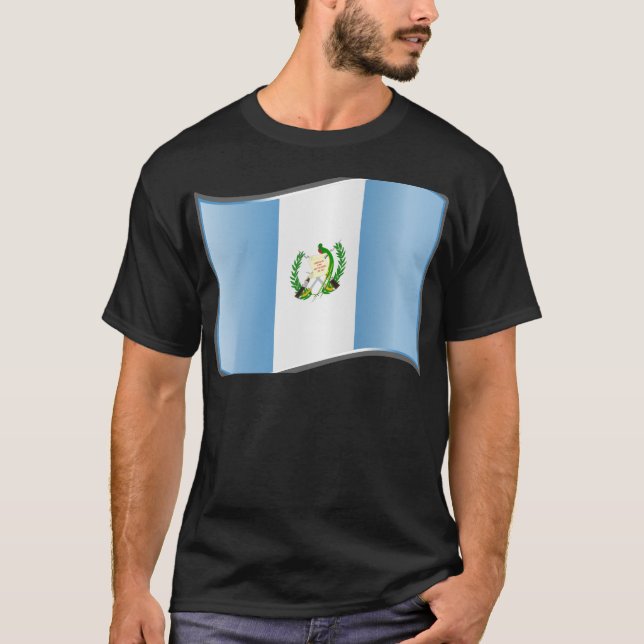 Wavy Guatemala-Flagge T-Shirt (Vorderseite)