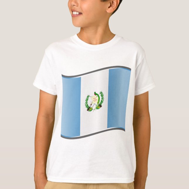 Wavy Guatemala-Flagge T-Shirt (Vorderseite)