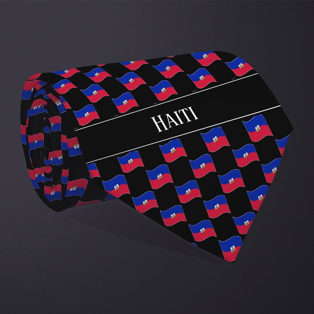 Wavy Haiti Flag Pattern Krawatte (Von Creator hochgeladen)