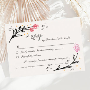 Wavy Hand Drawn Scribble Floral UAWG Wedding Begleitkarte