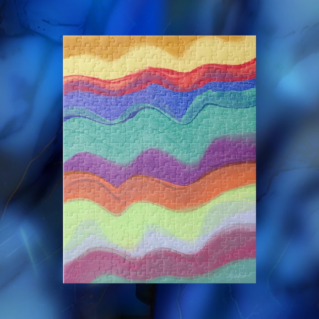 Wavy Horizontal Stripes, Abstrakte Malerei Puzzle (Von Creator hochgeladen)