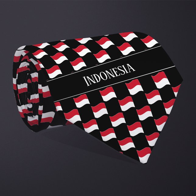 Wavy Indonesia Flag-Muster Krawatte (Von Creator hochgeladen)