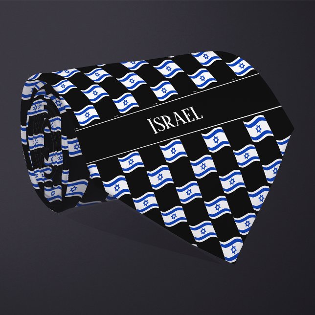 Wavy Israel Flag Pattern Krawatte (Von Creator hochgeladen)