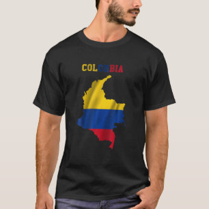 Wavy kolumbianische Flagge in der Karte von Kolumb T-Shirt