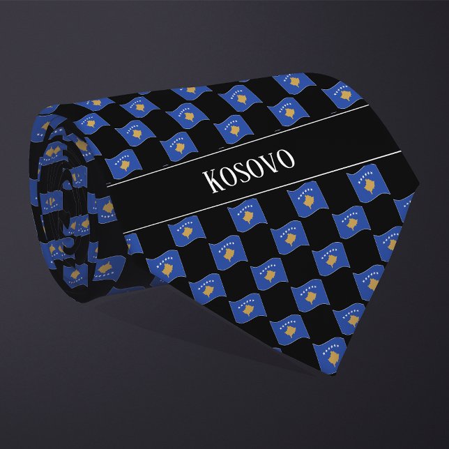 Wavy Kosovo Flag Pattern Krawatte (Von Creator hochgeladen)