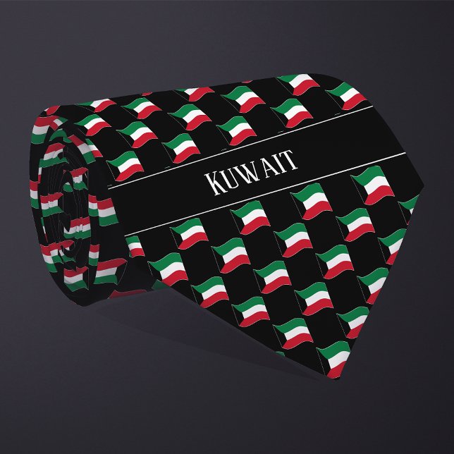 Wavy Kuwait Flag Pattern Krawatte (Von Creator hochgeladen)