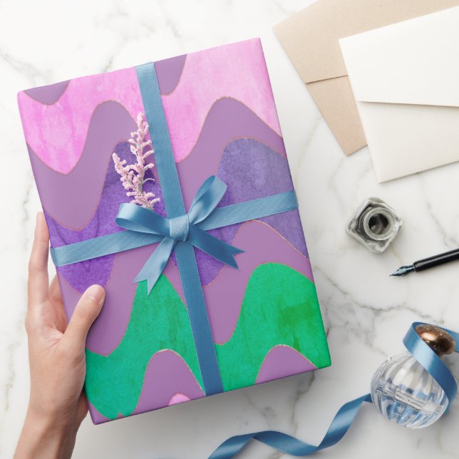 Wavy Lavender Green Colorful Geschenkpapier (Schenken)
