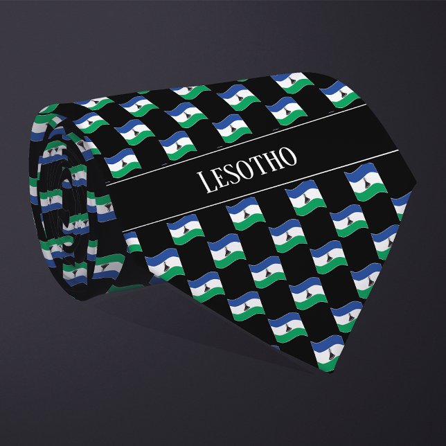 Wavy Lesotho Flag Pattern Krawatte (Von Creator hochgeladen)