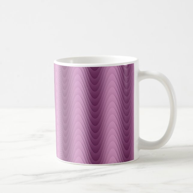 Wavy Lila Stripes Modernes Design Kaffeetasse (Rechts)