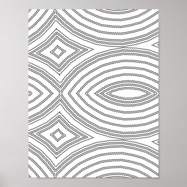 Wavy Line Diamond Pattern Coloring Page Design Poster (Vorne)