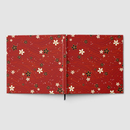 Wavy lines, adorned with black & white flowers gästebuch