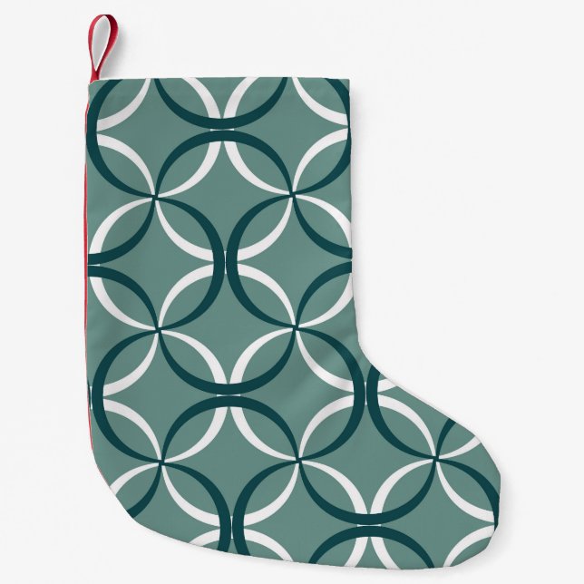 Wavy Lines Green Seamless Muster Kleiner Weihnachtsstrumpf (Vorderseite)