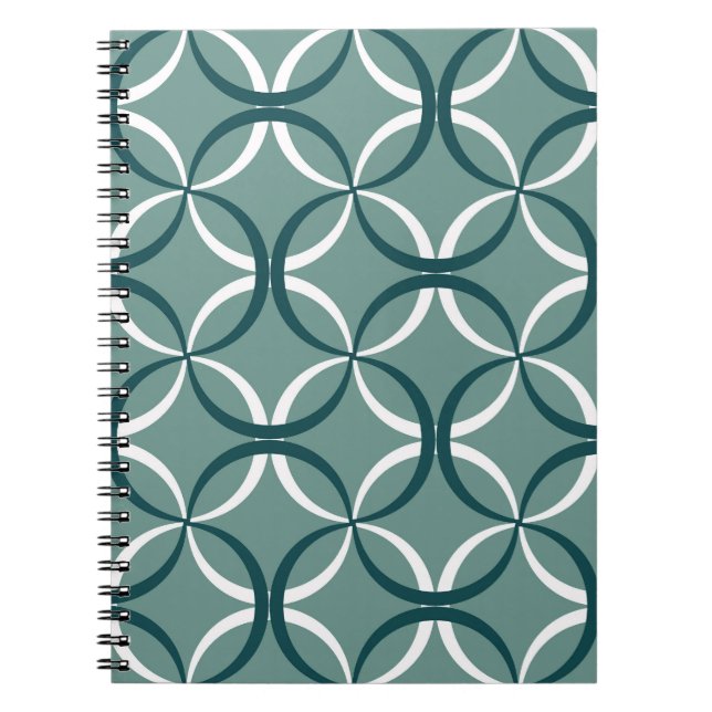 Wavy Lines Green Seamless Muster Notizblock (Vorderseite)