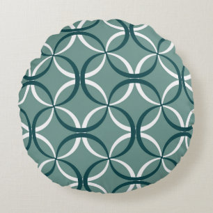 Wavy Lines Green Seamless Muster Rundes Kissen