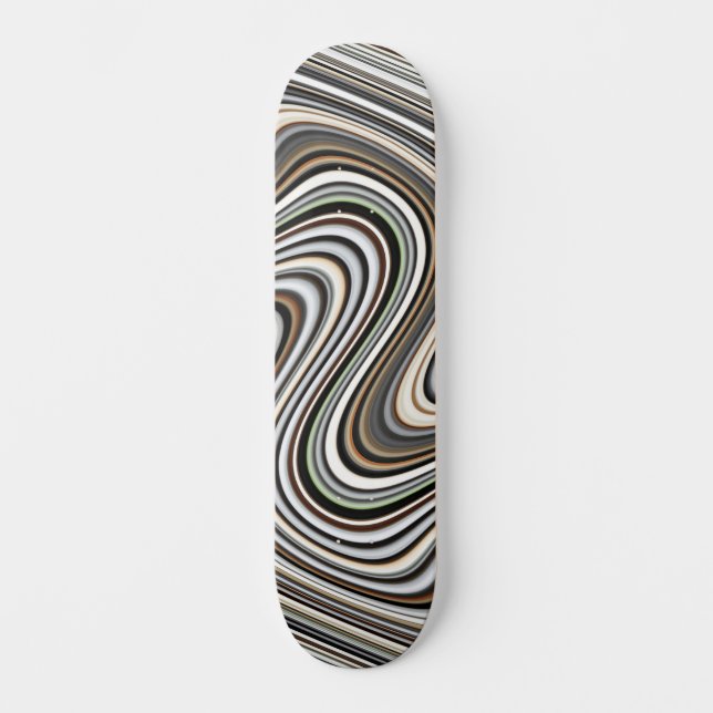 Wavy Lines in Light Brown/Beige/Türkis Blue Skateboard (Vorderseite)