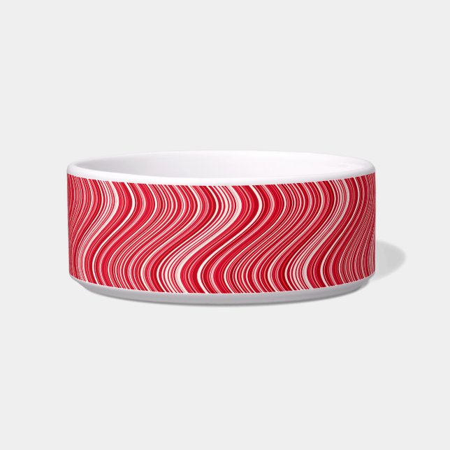 Wavy Lines in Rot und Weiß Napf (Links)