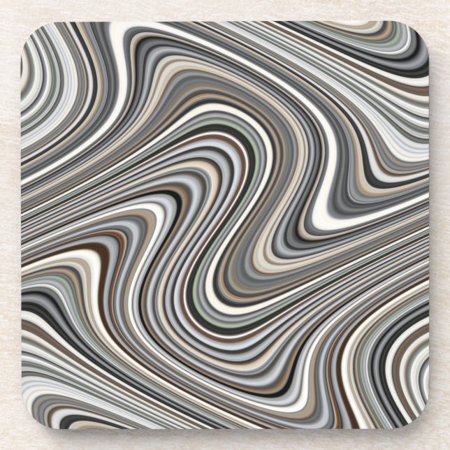 Wavy Lines - Light Brown/Sand/Beige/Türkis/Blau Untersetzer (Vorderseite)