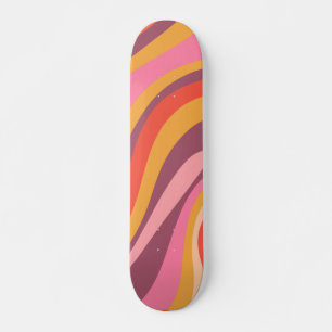 Wavy Loops farbiges Retro Abstraktes Muster Skateboard
