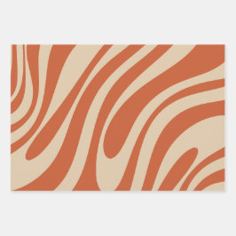 Wavy Loops Retro Boho Abstraktes Muster Geschenkpapier Set