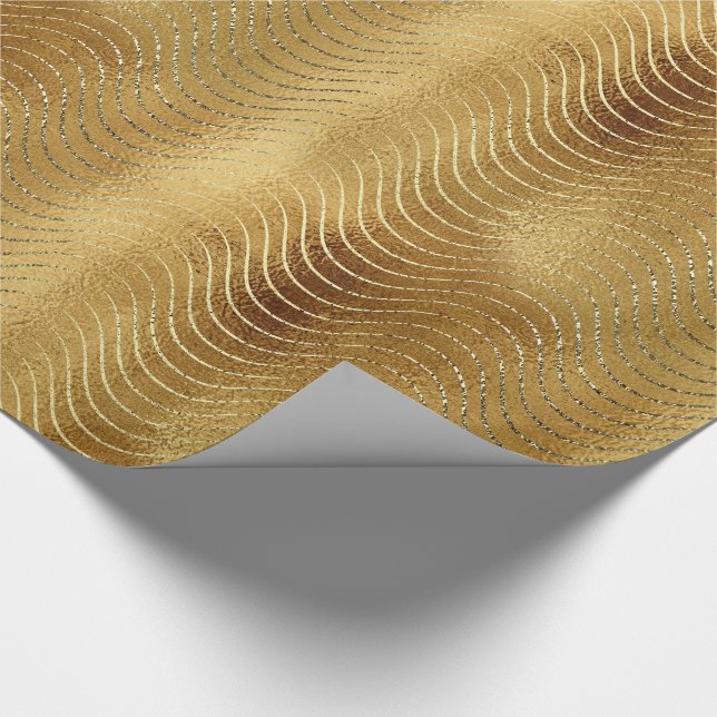 Wavy Luxury Gold Glitzer Curves Geschenkpapier (Ecke)