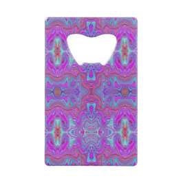 Wavy Magenta und Blue Trippy Marble Muster Geldbeutel Flaschenöffner