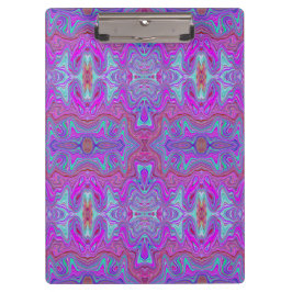 Wavy Magenta und Blue Trippy Marble Muster Klemmbrett