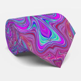 Wavy Magenta und Blue Trippy Marble Muster Krawatte