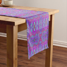 Wavy Magenta und Blue Trippy Marble Muster Kurzer Tischläufer