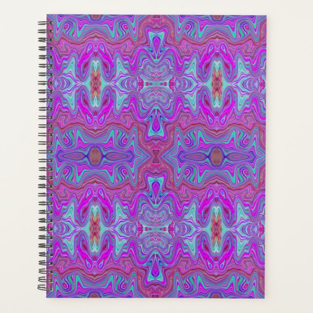 Wavy Magenta und Blue Trippy Marble Muster Planer (Vorderseite)