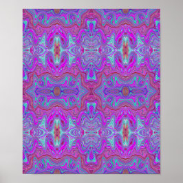 Wavy Magenta und Blue Trippy Marble Muster Poster