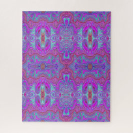 Wavy Magenta und Blue Trippy Marble Muster Puzzle