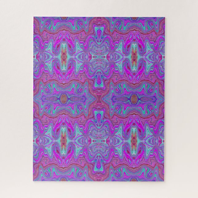 Wavy Magenta und Blue Trippy Marble Muster Puzzle (Vertikal)