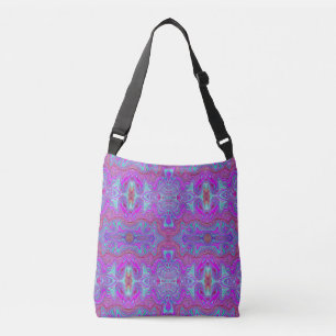 Wavy Magenta und Blue Trippy Marble Muster Tragetaschen Mit Langen Trägern