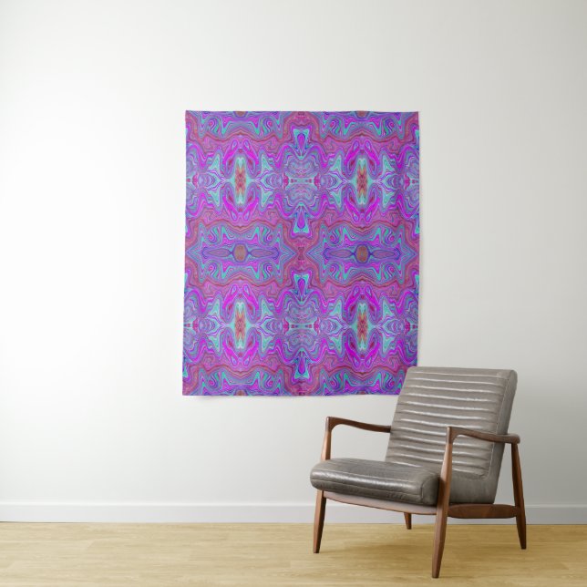 Wavy Magenta und Blue Trippy Marble Muster Wandteppich (Beispiel)