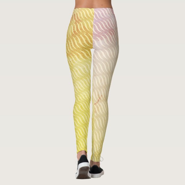 Wavy Magical Dirt GreenLeaf Linien Nahtloses Muste Leggings (Rückseite)