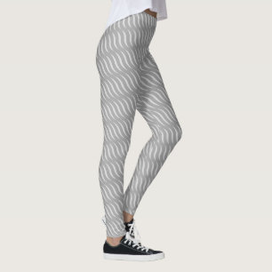 Wavy Magical Inclated Gray Lines Seamless Muster Leggings