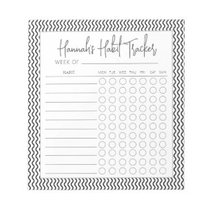 Wavy Minimal Script Habit Tracker Notepad Notizblock