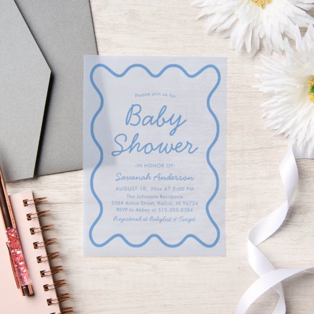 Wavy Moderne, kurvenreiche Retro Boy Dusty Blue Ba (Hochzeit)