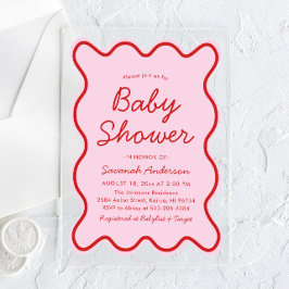 Wavy moderne, kurvenreiche Retro Rosa und Red Baby Acryleinladungen