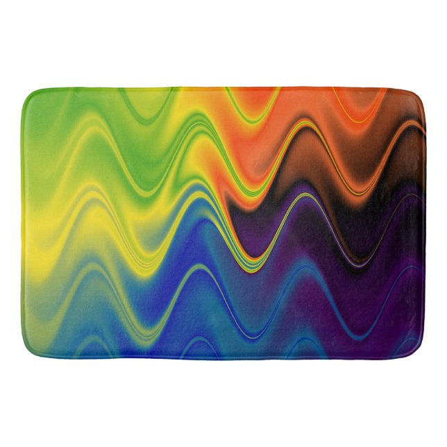 Wavy Multicolor Abstrakt Badematte (Vorderseite)