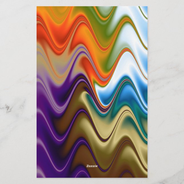 Wavy Multicolor Abstrakt Briefpapier (Rückseite)