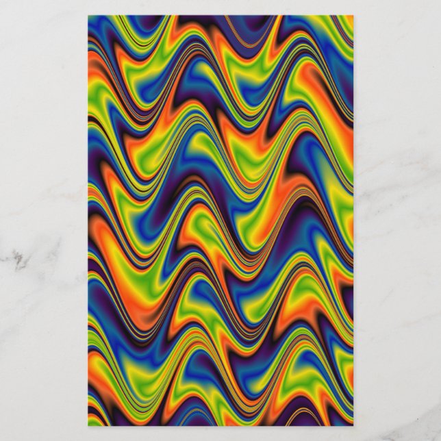 Wavy Multicolor Abstrakt Briefpapier (Vorderseite)