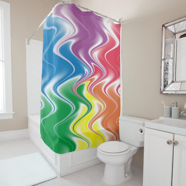 Wavy Multicolor Abstrakt Duschvorhang (Beispiel)